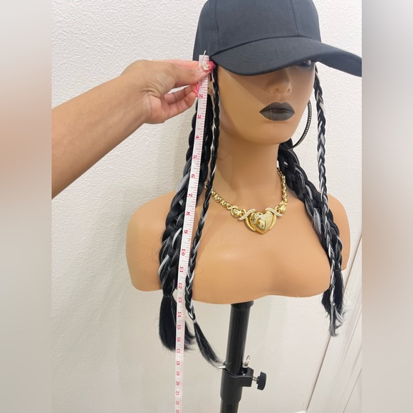 Baseball Cap Hat Wig with Long Braided Synthetic Hair Extension 25" Braided Pony - Picture 12 of 12